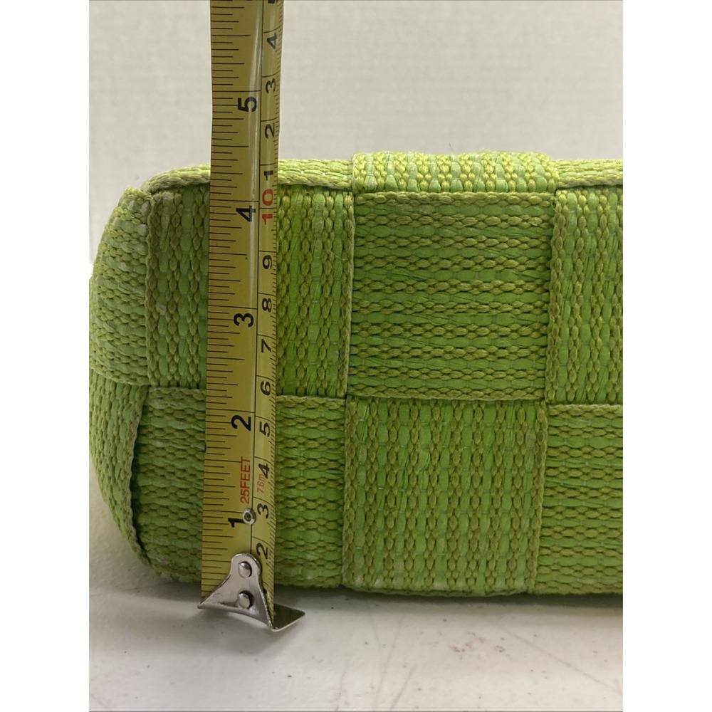 Vtg M&G Bertini Italy Seatbelt Woven Handbag Purse Lucite Handles Lime Green - Picture 12 of 15